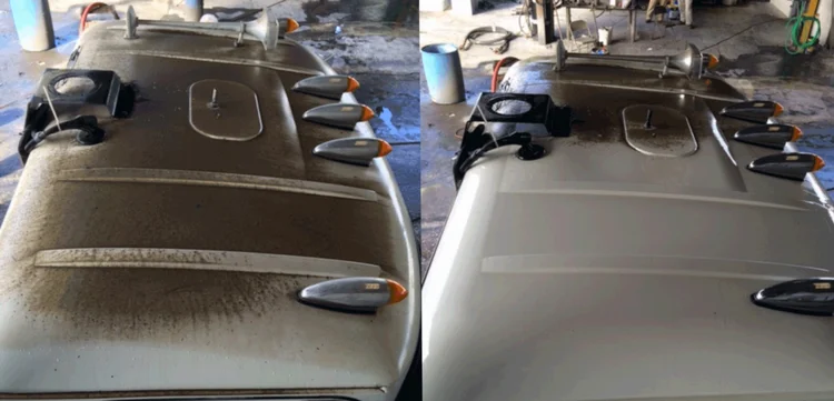 Barracuda 10K concrete stripper in use on ready-mix truck